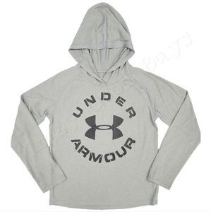 Under Armour UA Hooded Long Sleeve T-Shirt, Gray, Youth Large
